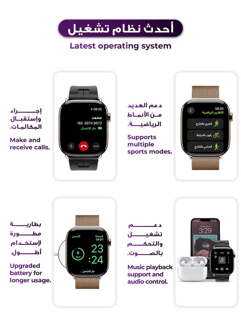 Urjwan Smartwatch Series 10 Gold 42mm: AMOLED Ultra-Clear Display, Photo Display Feature, Exclusive App, “Remember You” instance messaging, Slimmer Design with Reduced Bezels, New Colors with Extra Strap, Call & Notification Support. - Image 3